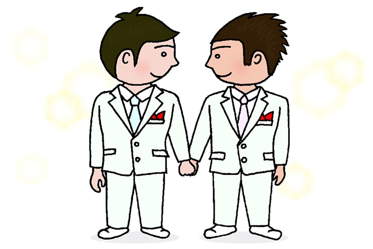 同性婚する男性二人のカップル