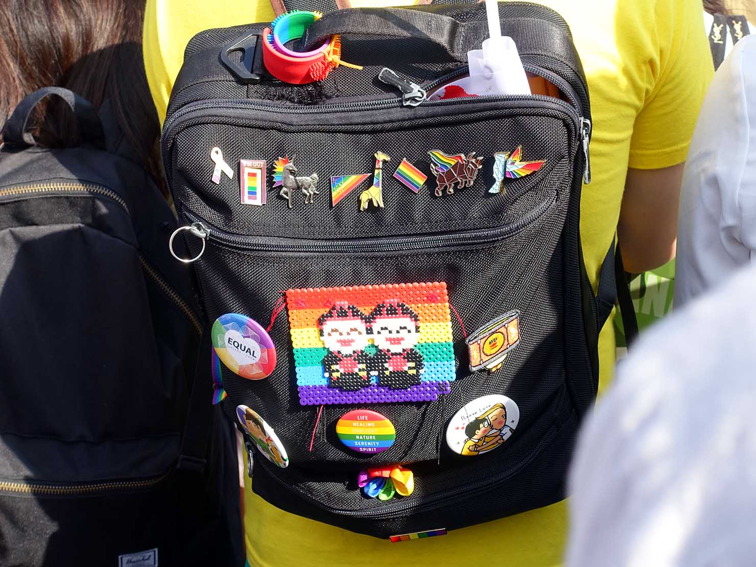 台灣同志遊行（台湾LGBTプライド）2018でバッジを身につけた参加者