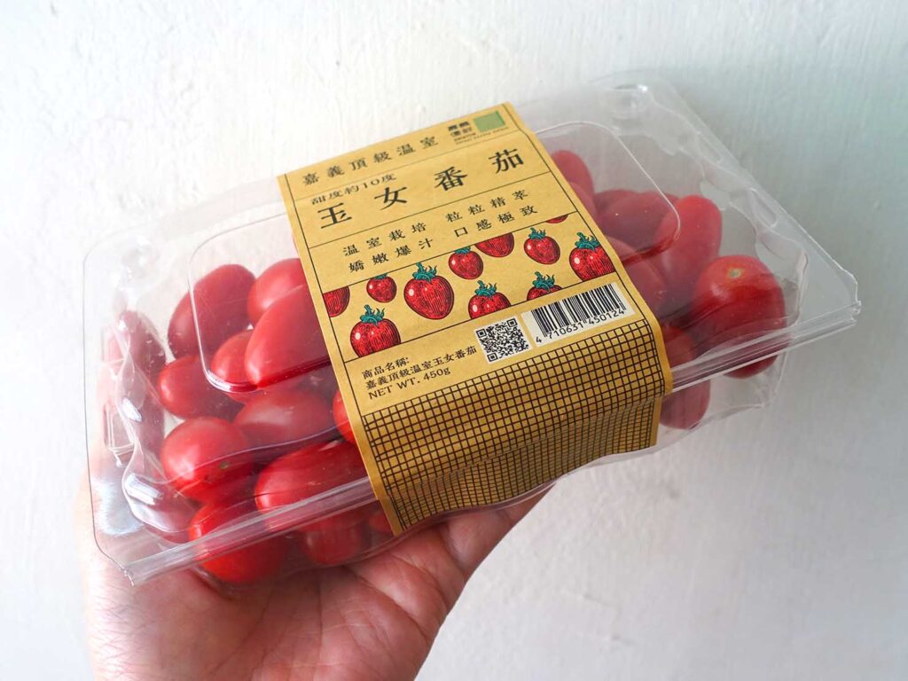 台湾のミニトマト「玉女番茄」のパッケージ