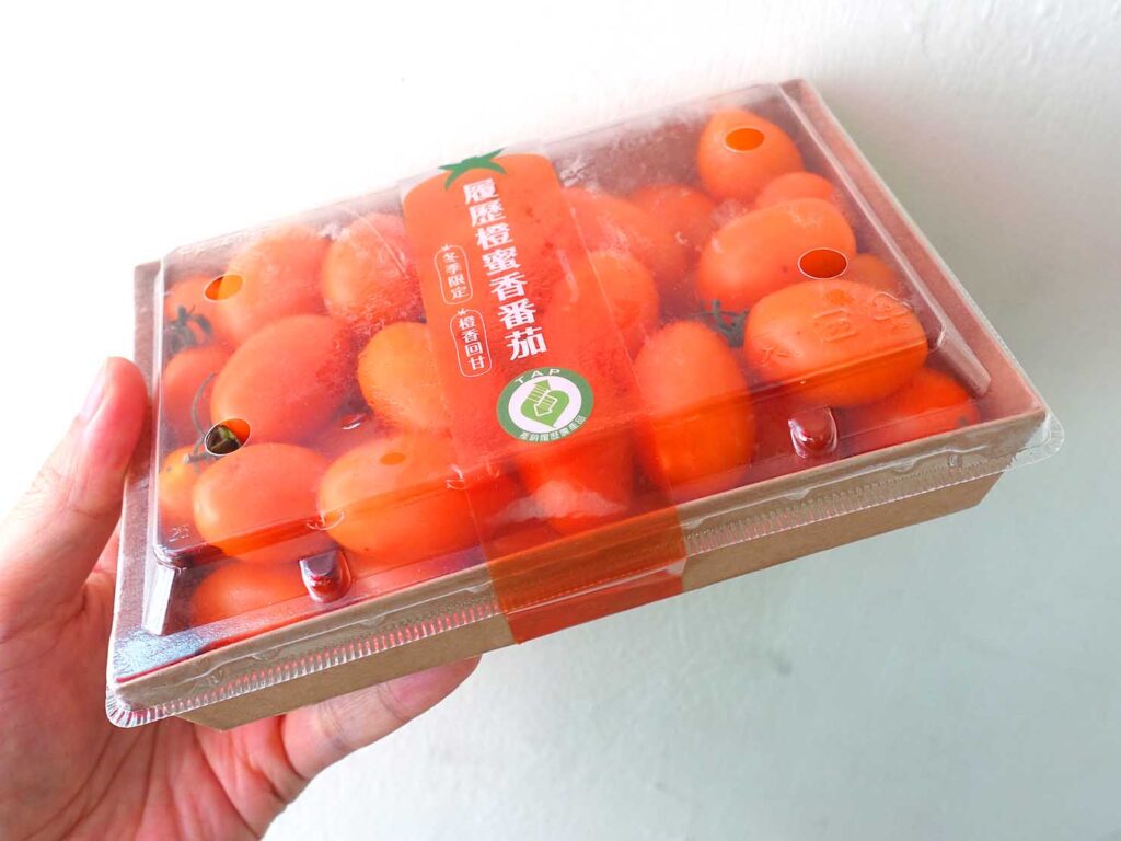台湾のミニトマト「橙蜜香番茄」のパッケージ
