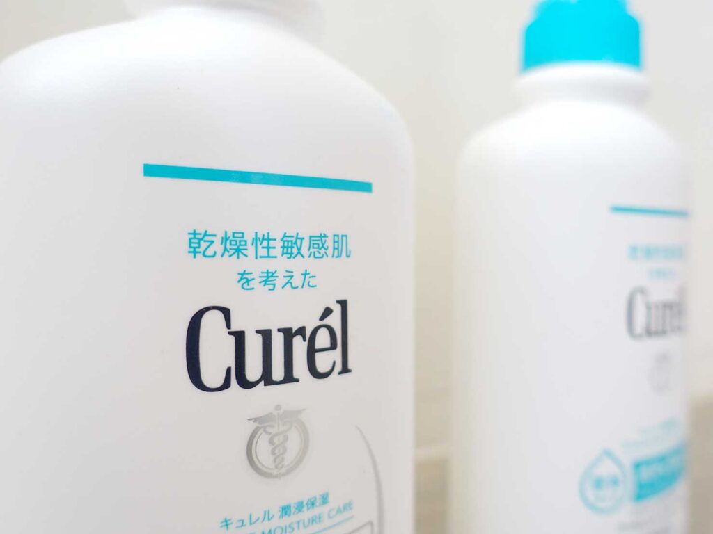 台湾生活で愛用中のスキンケアコスメ「Curél」の溫和潔淨洗髮精＆潤浸保濕沐浴乳クローズアップ