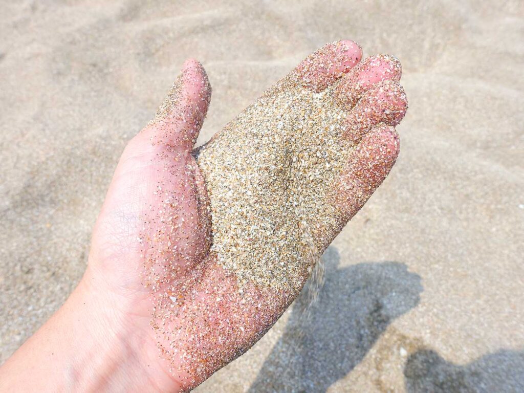 台北近郊のビーチ「白沙灣」の砂