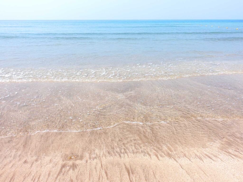 台北近郊のビーチ「白沙灣」に寄せる波