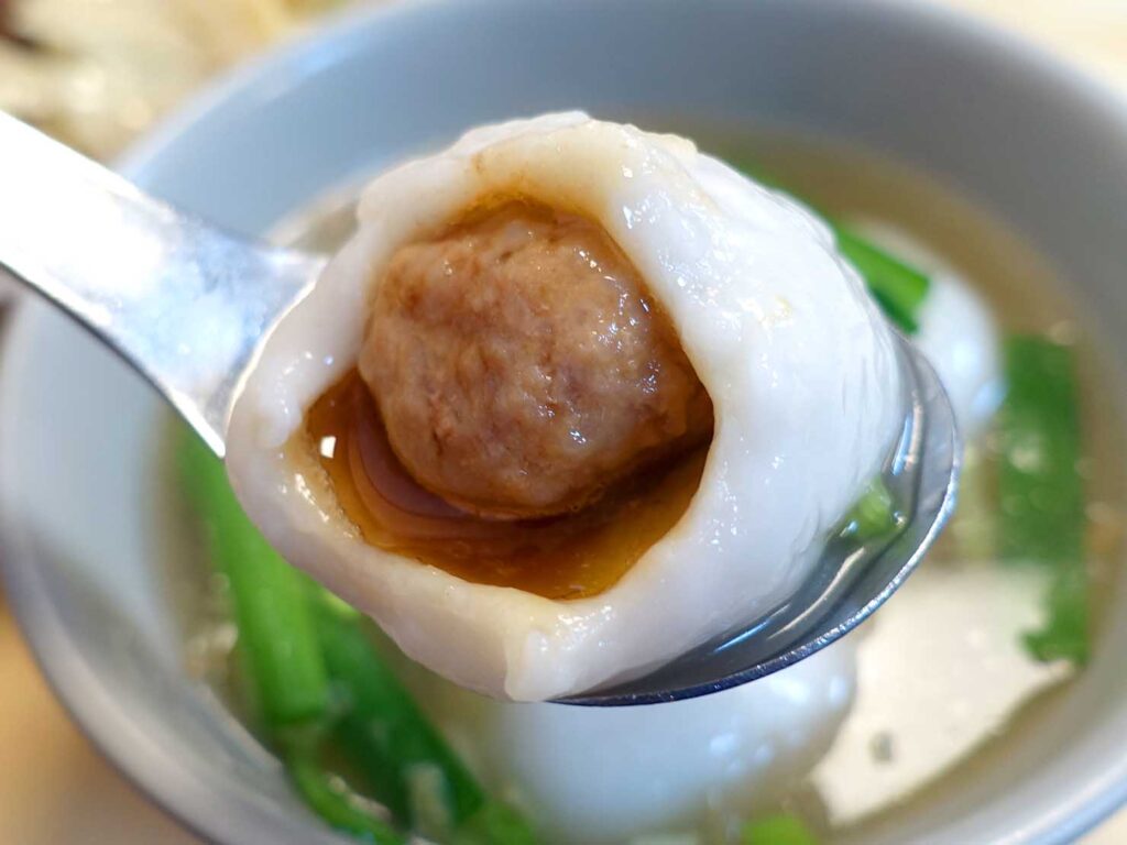 台北・延三夜市のおすすめグルメ店「施家鮮肉湯圓」の鮮肉湯圓クローズアップ