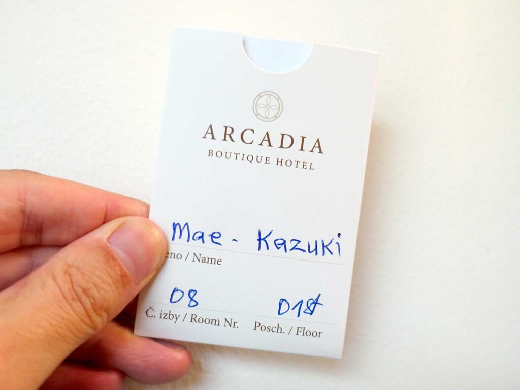 スロバキア・ブラチスラバのおすすめホテル「Arcadia Boutique Hotel」のカードキー